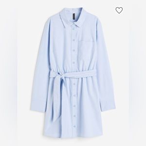 Tie-belt cotton shirt dress